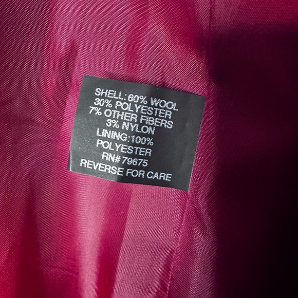 Anne Klein Burgundy Double Breasted PeaCoat Size M - Picture 5 of 5